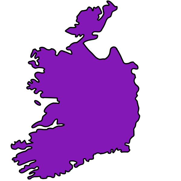 A drawing of Ireland It is colored purple 